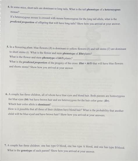 Solved 4. In some mice, short tails are dominant to long | Chegg.com