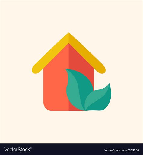 Eco Friendly House Flat Icon Royalty Free Vector Image