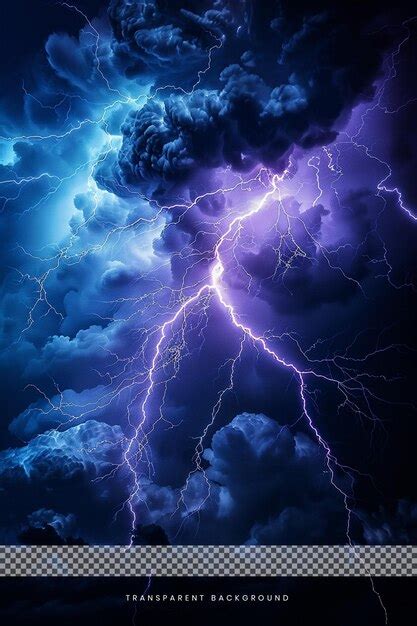 Premium Psd Thunderstorm Lighting Strike On Night Sky Transparent