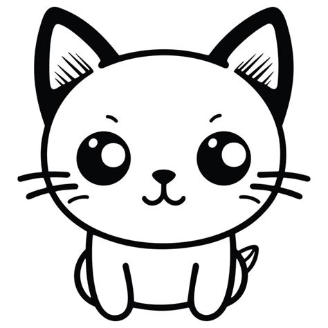 Página Para Colorear De Silueta De Gato Kawaii Vector Premium