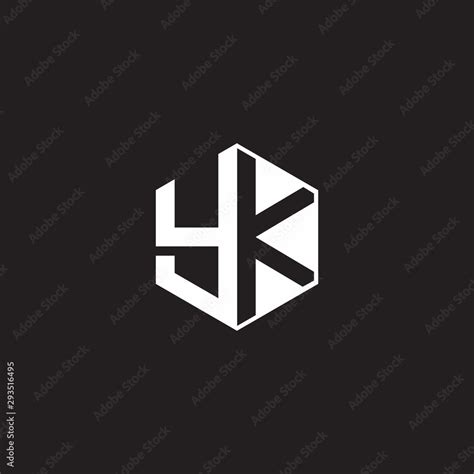 YK Logo Monogram Hexagon With Black Background Negative Space Style