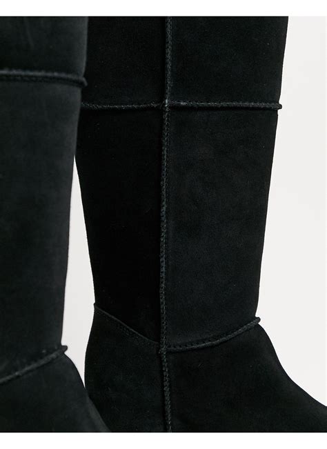 Ugg Classic Femme Over The Knee Sheepskin Lined Suede Boots In Black