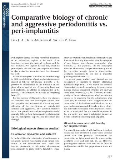 Comparative Biology Of Chronic And Aggressive Periodontitis Vs Peri