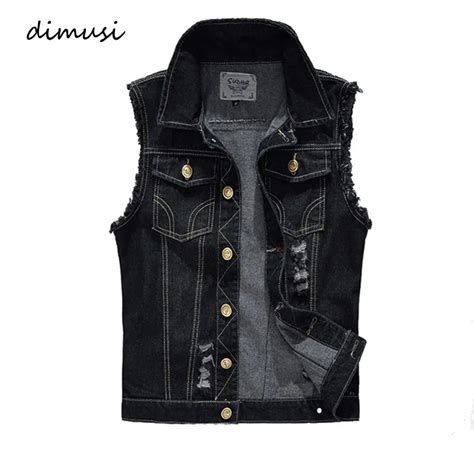 DIMUSI New Spring Autumn Vintage Design Men S Denim Vest Male Black