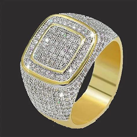 Luxury K Gold Iced Out Mens Hip Hop Self Defence Ring With Cool