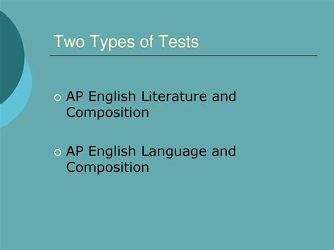 Two Types Of Tests Ap English Literature And Composition Ppt Download