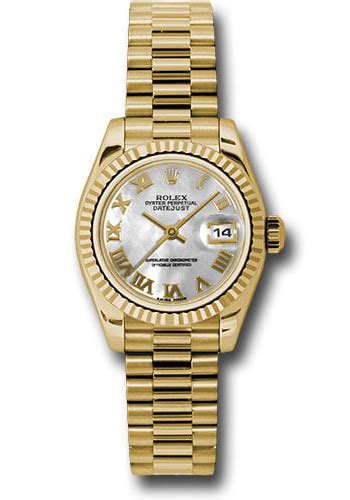 Rolex Watches 179178 Mrp Datejust Lady Gold President Yellow Gold Fluted Bezel President