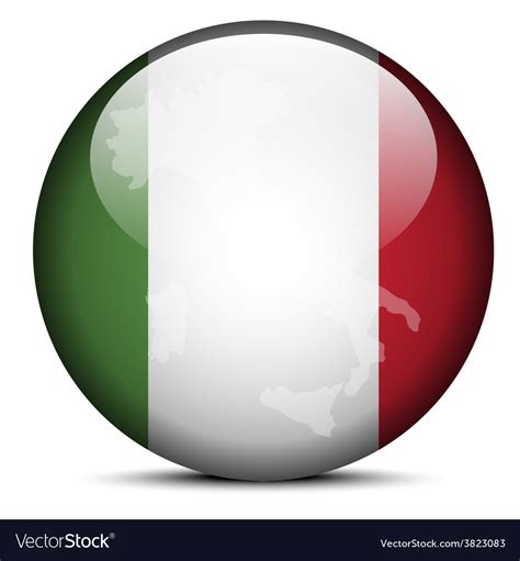 Map on flag button of italian republic italy Vector Image