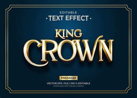 premium vector editable text effect crown text style