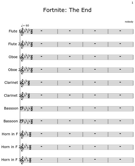 Fortnite The End Sheet Music For Flute Oboe Clarinet Bassoon