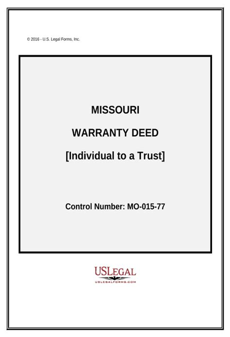 Automate Warranty Deed From IndivIDual To A Trust Missouri Create MS