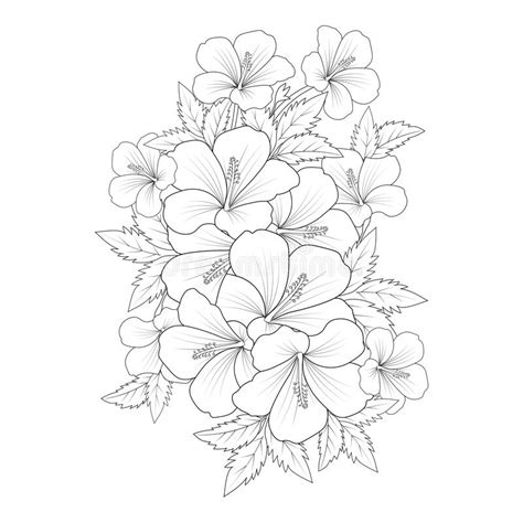 Rose De Sharon Fleur Ligne De Doodle Art Coloriage Livre Page De