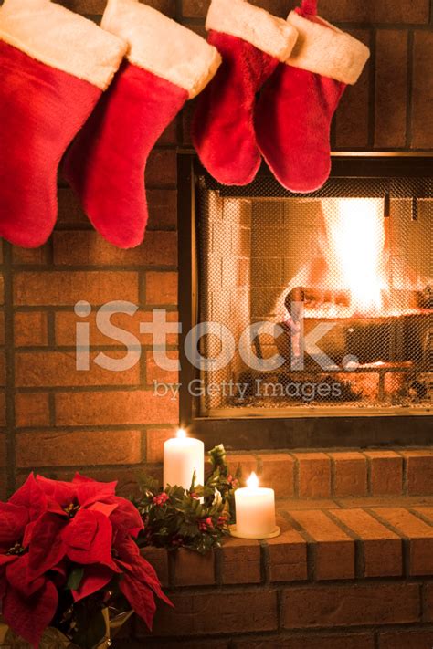 Christmas Stockings Hung By Fireplace Stock Photo | Royalty-Free ...