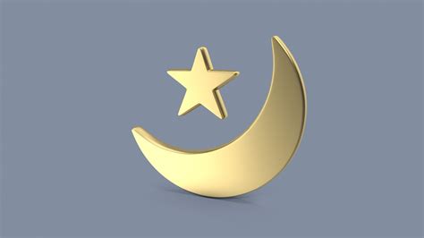 Moon with Star Symbol Gold 3D model - TurboSquid 2059663