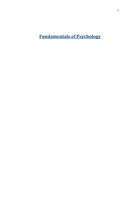 Fundamentals Of Psychology Notes Fundamentals Of Psychology Research