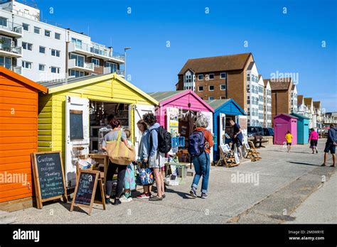 Colourful Beach Huts That Have Been Converted Into Shops Seaford East