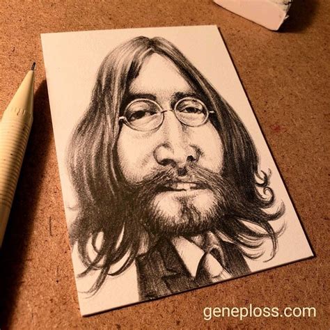 John Lennon Caricature Art Card Aceo Pencil Drawing 2 5x3 5 Inches Card Art Caricature