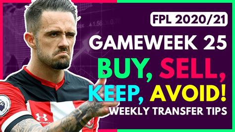 FPL GW25 TRANSFER TIPS Buy Sell Keep Avoid For Gameweek 25