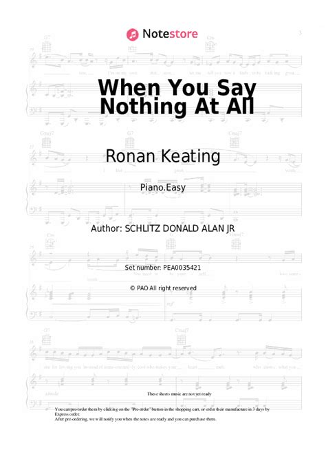 Ronan Keating When You Say Nothing At All Piano Sheet Music On Note