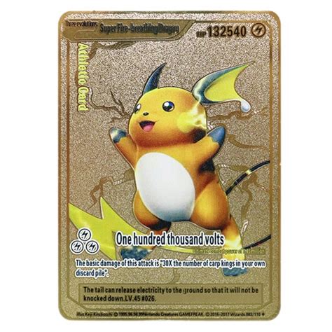 Raichu Pokemon Metalowa Z Ota Karta Hp Stan Nowy Z