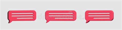 Glossy Red Speech Bubbles Dialogue Messenger Shapes 3d Render Vector