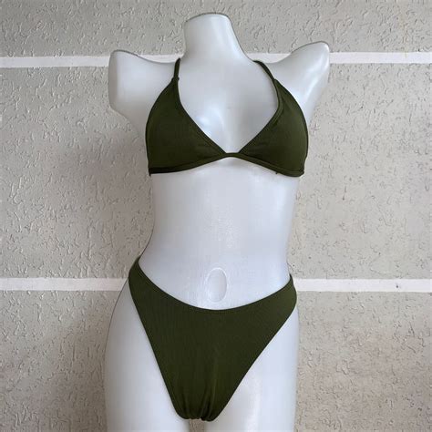 Shein Army Green High Rise Bikini Women S Fashion Swimwear Bikinis