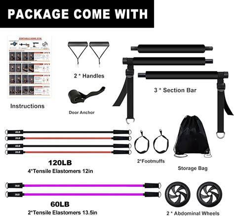 Kit De Barra De Pilates Definitivo Equipo Portátil De Entrenamiento En Casa 8 Bandas De