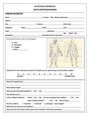 Fillable Online Chiropractic New Patient Form Pdf Active Edge