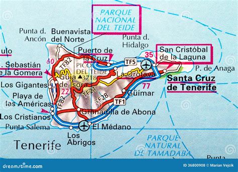 Tenerife Map Royalty Free Stock Photos - Image: 36800908