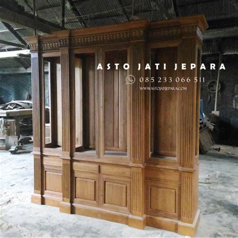 Jual Lemari Hias Minimalis Jati 4 Pintu