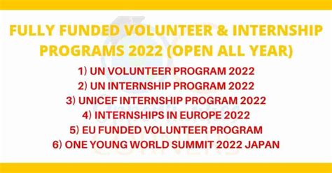 List Of Fully Funded Internship Programs 2022 Scholarship For African