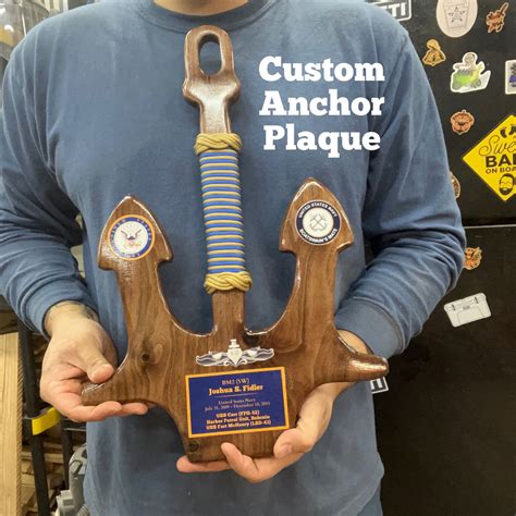 Custom Wooden Anchor Plaque Navy Merchant Marine Coast Guard Custom