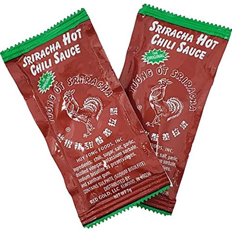 Sriracha Hot Chili Sauce Packets On The Go Packet 7 Gram Packets 50