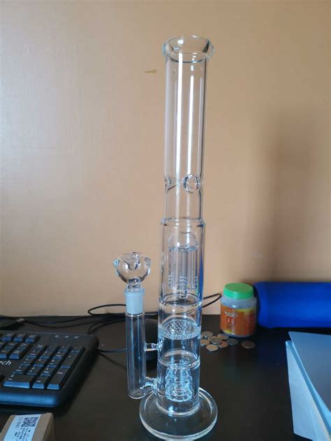 Tall Glass Bong Colour Water Bongs Hookahs Downstem Perc Bubbler Ash