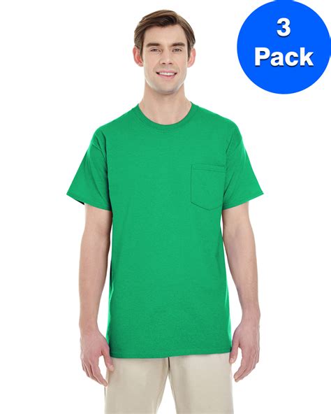 Mens Heavy Cotton T Shirt With A Pocket 3 Pack