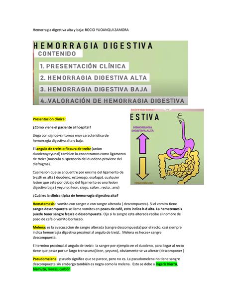 Hemorragia Digestiva Alta Y Baja GASTROENTEROLOGIA UTESA Studocu