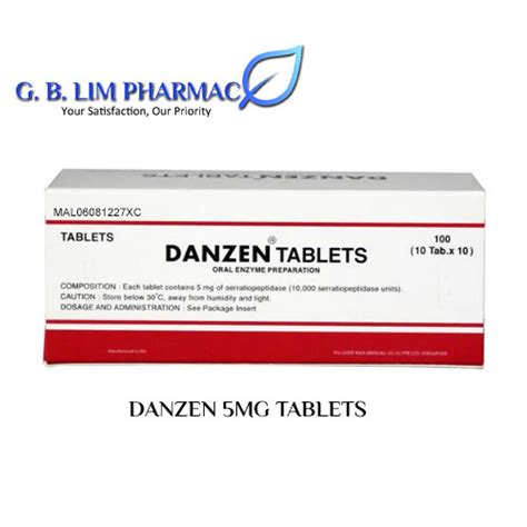 DANZEN 5MG Serratiopeptidase Tablet 100 Tablets ONE BOX EXP 3 FEB