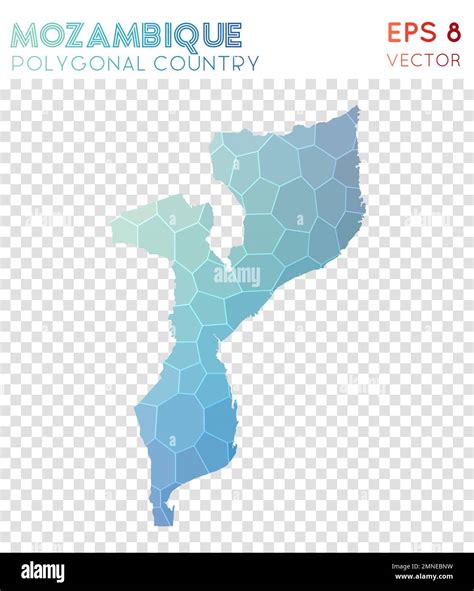 Mozambique Polygonal Map Mosaic Style Country Sublime Low Poly Style