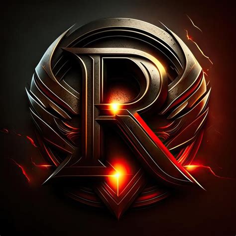 Premium AI Image | Letter R logo with gold and red details