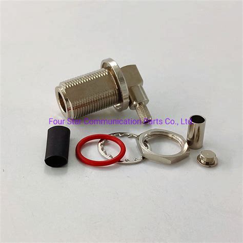 Rubber O Ring N Type Jack Crimp Bulkhead Female Right Angle Rf Coaxial