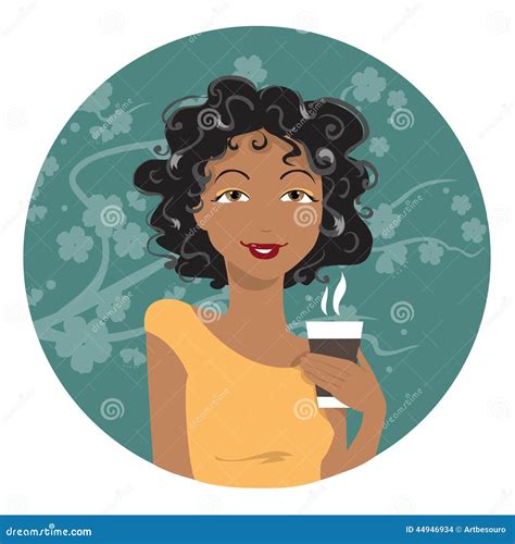 African American Woman Drinking Coffee Stock Vector Image 44946934