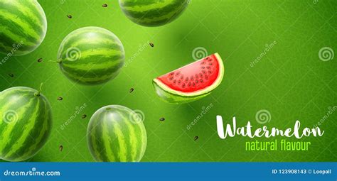 Watermelon Sweet Fruits Flavour Banner Design Stock Vector