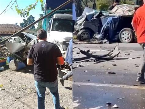 Camión chocó varios autos en Ruta 2 y se incrustó contra una parrilla