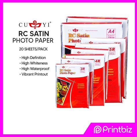 CUYI RC Rough Satin Photo Paper 260GSM 3R 4R 5R A4 Shopee