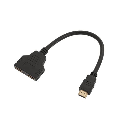 HDMI Splitter Cable 1 Male To Dual HDMI 2 Female Y Splitter Adapter in HDMI HD LED LCD TV 30cm 1 ...