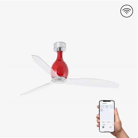 Faro Mini Eterfan Gl Nzend Rot Transparent Deckenventilator Cm Mit