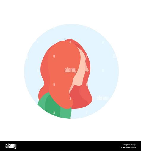 Redhead Woman Profile Avatar Isolated Female Cartoon Character Portrait Flat Stock Vector Image