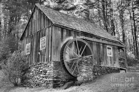 Vermont Grist Mill In The Woods Black And White Photograph By Adam