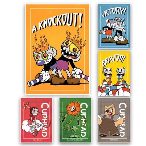 Hot Adventure Theme Game Cuphead Vintage Kraft Paper Interior