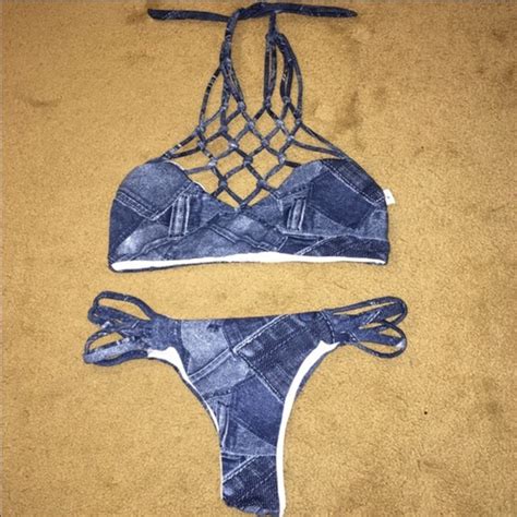San Lorenzo Swim San Lorenzo Bikini Set Denim Pattern New Poshmark